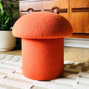 Mushroom Ottoman in Carrot Wool