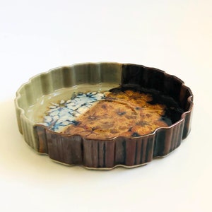 Two Toned Studio Pottery Quiche Dish