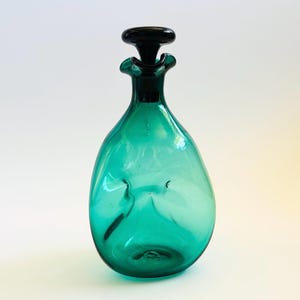 Blenko Green Pinch Glass Decanter, Model No. 49