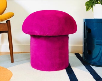 Mushroom Ottoman in Tourmaline Plush