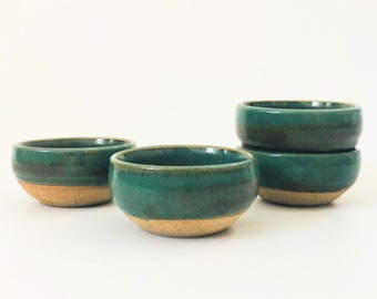 Green Pottery Sauce Bowls - Set of 4