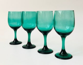 Emerald Green Wine Glasses - Set of 4