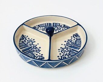 Divided Ceramic Waves Tray