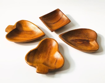 Wood Card Suit Dishes - Set of 4