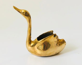 Small Brass Swan Planter