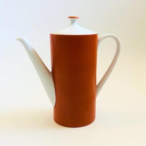 Mid Century Teapot - Burnt Orange and White