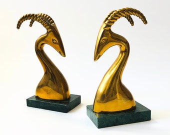 Brass Gazelle Bookends