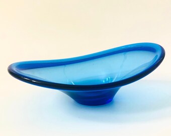 Holmegaard Blue Art Glass Bowl