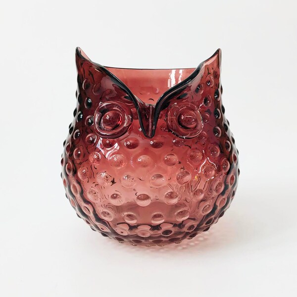 Purple Glass Owl Vase