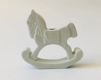 German Porcelain Rocking Horse Candle Holder