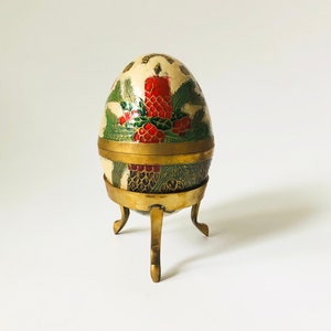 Cloisonne Brass Egg Box on Stand image 1