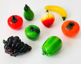 Vintage Art Glass Fruit - Set of 8