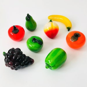 Vintage Art Glass Fruit Set of 8 image 1