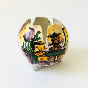 Mid Century Italian Hand Painted Sphere Vase