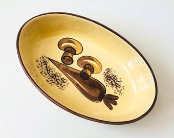 1970s Large Harvest Vegetable Oval Serving Dish by Los Angeles Potteries
