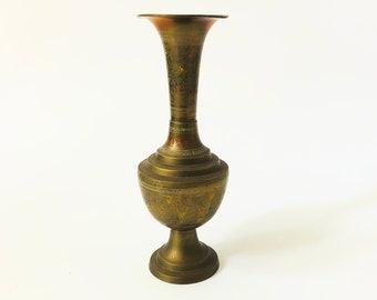 Etched Brass Vase