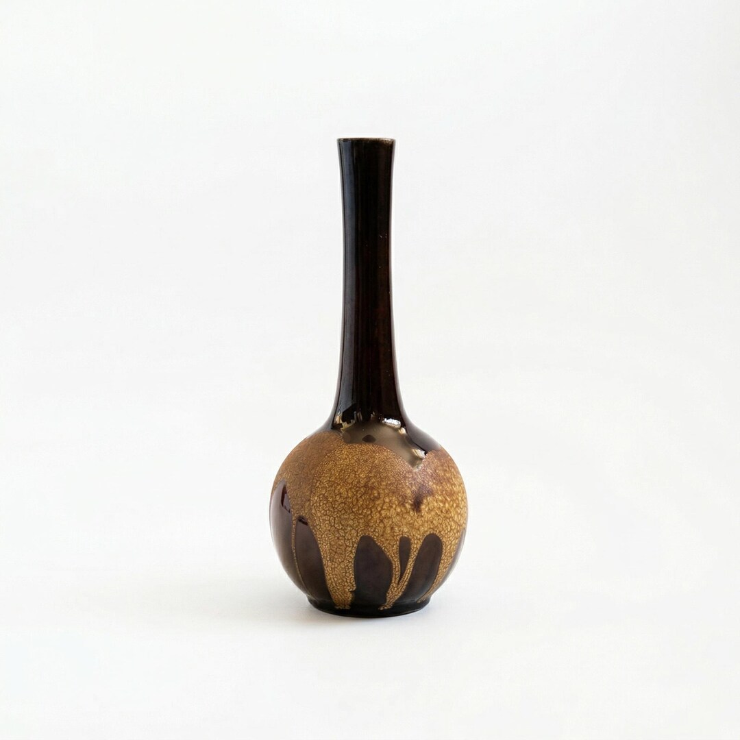 Mid Century Brown Pottery Vase - Etsy