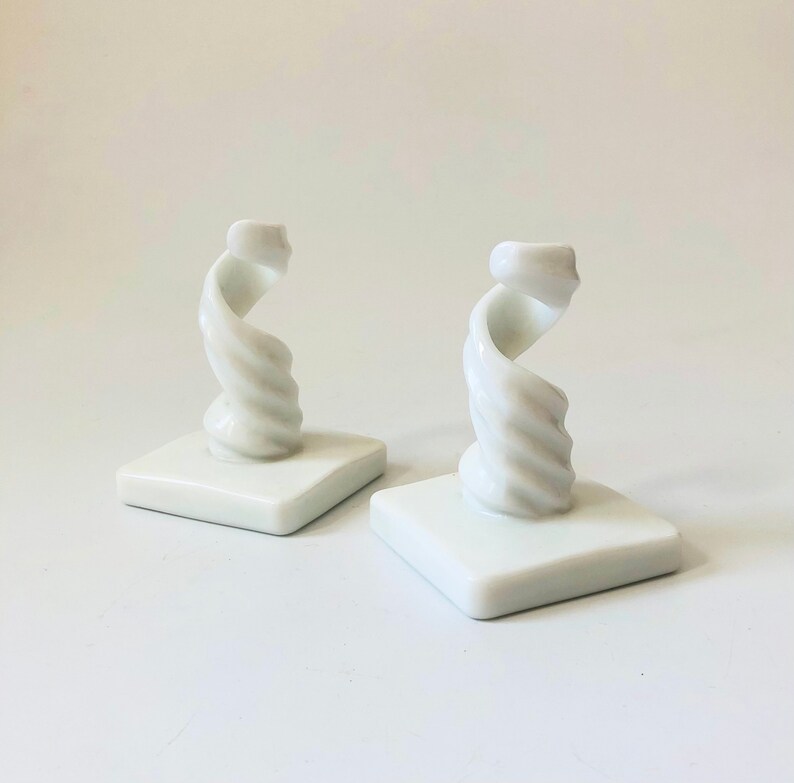Milk Glass Spiral Candle Holders Set of 2 image 5