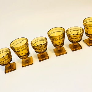 Amber Wine Goblets by Indiana Glass Set of 4 image 9