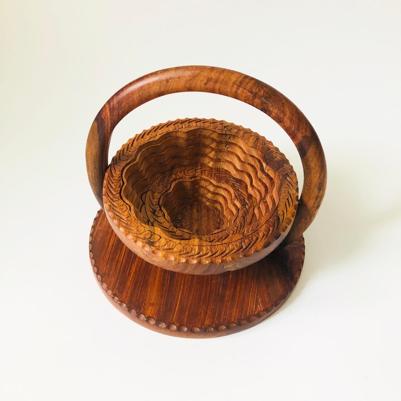 Folding Carved Wood Bowl image 2