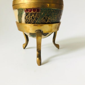 Cloisonne Brass Egg Box on Stand image 4