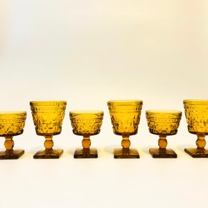 Amber Wine Goblets by Indiana Glass Set of 4 image 8
