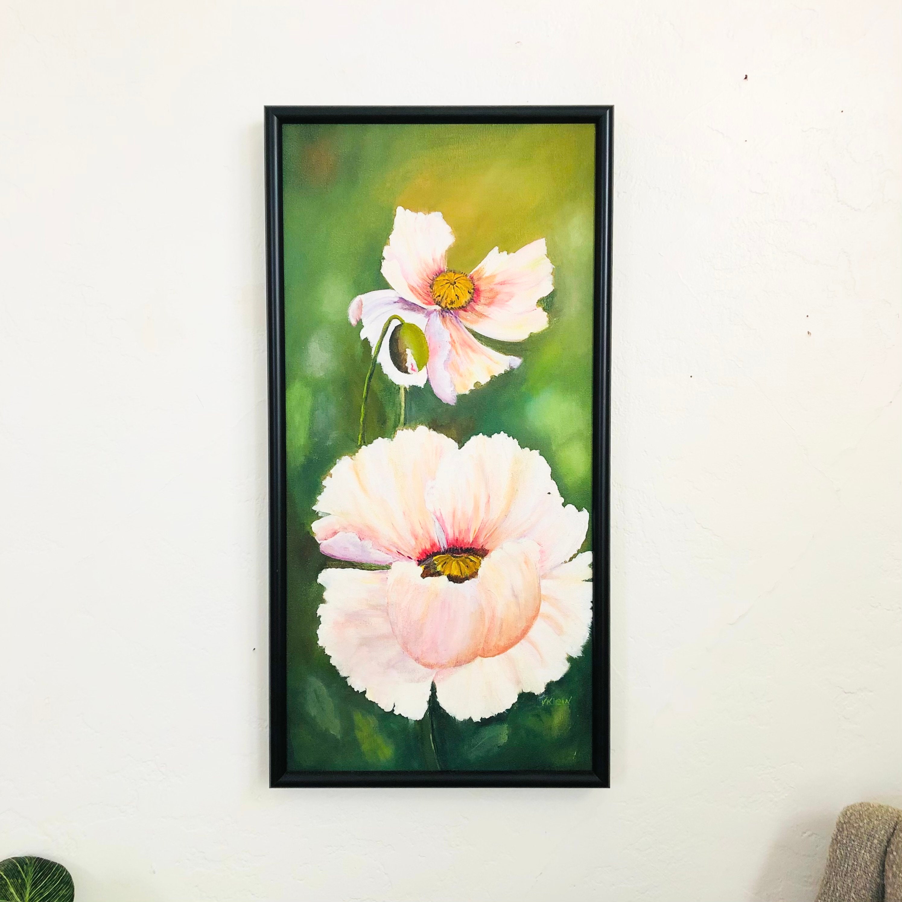 Vintage Poppy Flower Painting 