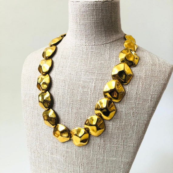 Vintage Chunky Circle Gold Tone Necklace