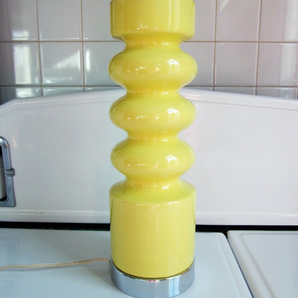 Custard Yellow Mid Century Modern Milk Glass Lamp