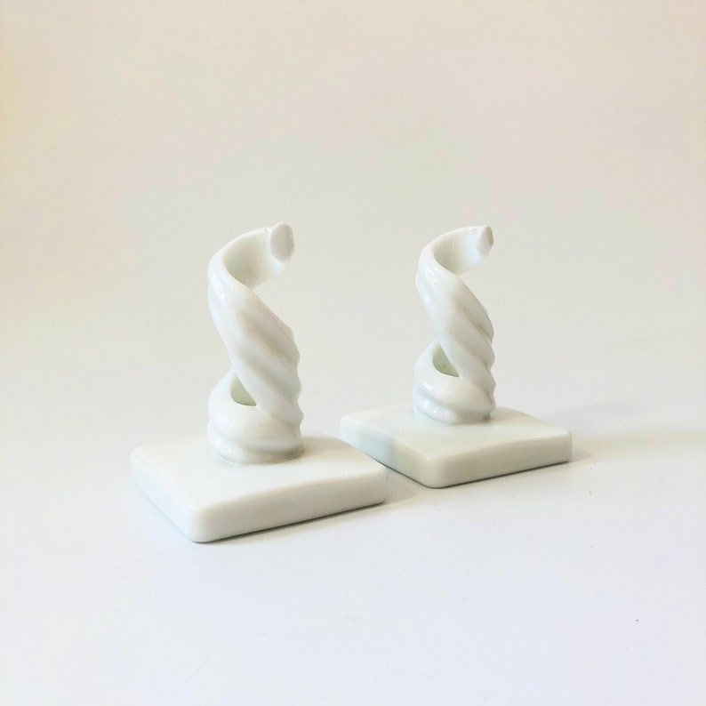 Milk Glass Spiral Candle Holders Set of 2 image 6