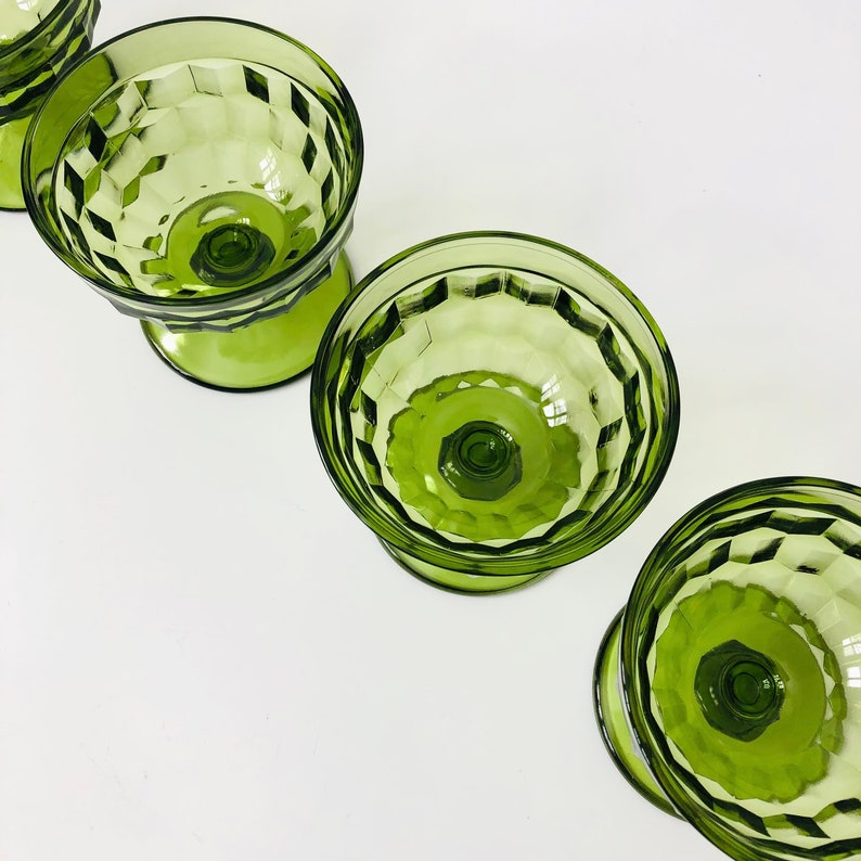 Green Coupe Glasses Set of 4 Whitehall Indiana Glass image 3