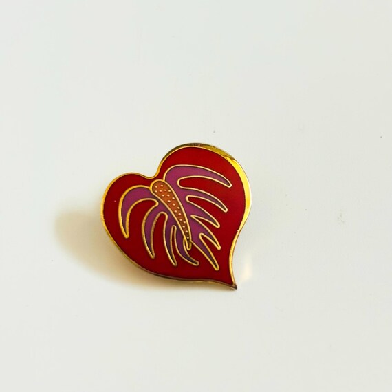 Laurel Burch Anthurium Heart Brooch