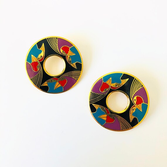 Laurel Burch Earrings - Birds of Santorini - image 2