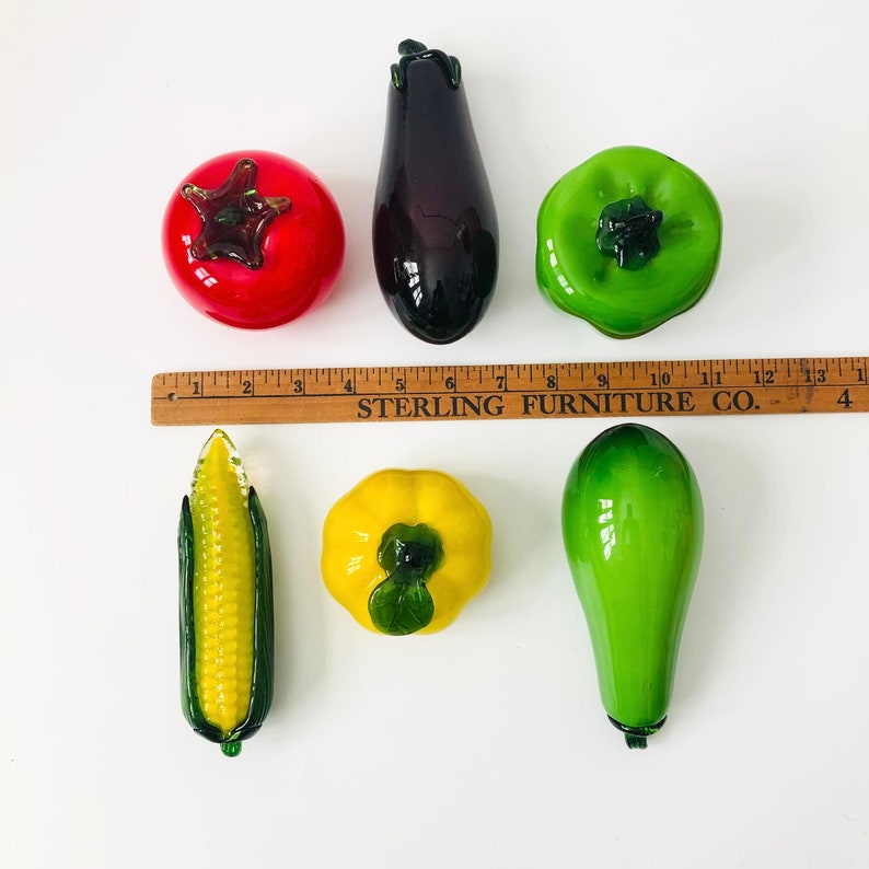 Vintage Art Glass Vegetables Set of 6 image 9