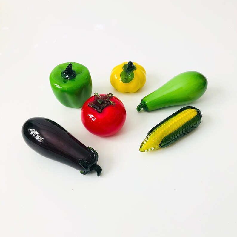 Vintage Art Glass Vegetables Set of 6 image 1