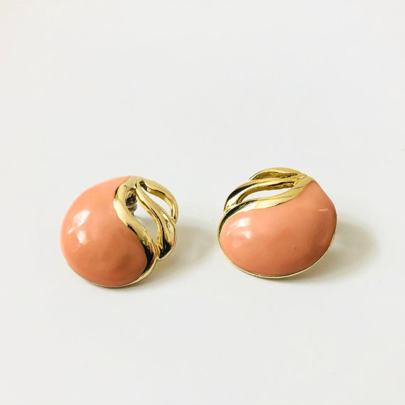 Vintage Pink Enamel Earrings - image 3