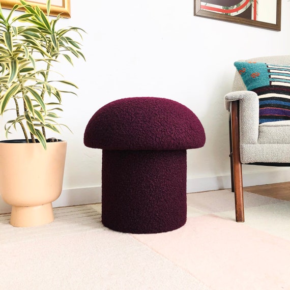 Mushroom Ottoman in Plum Boucle Etsy