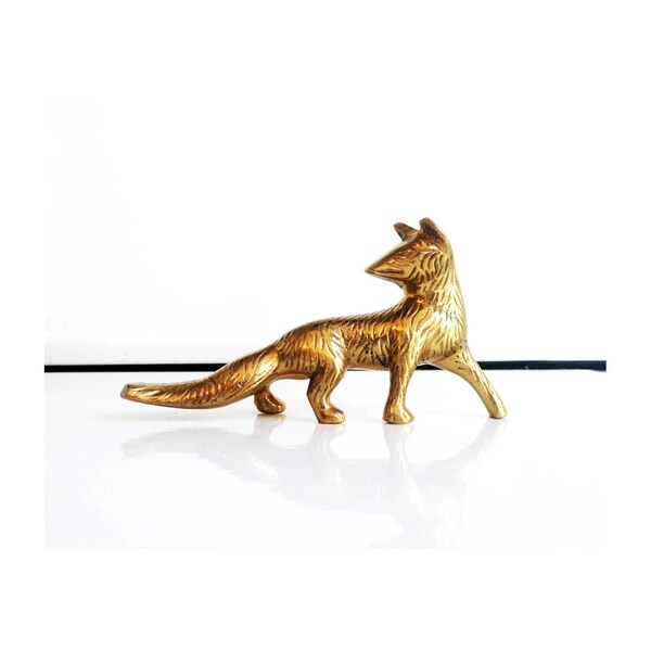 Vintage Brass Fox / Statue / Figurine