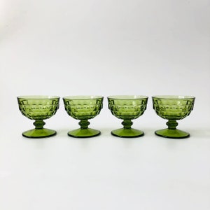 Green Coupe Glasses Set of 4 Whitehall Indiana Glass image 4