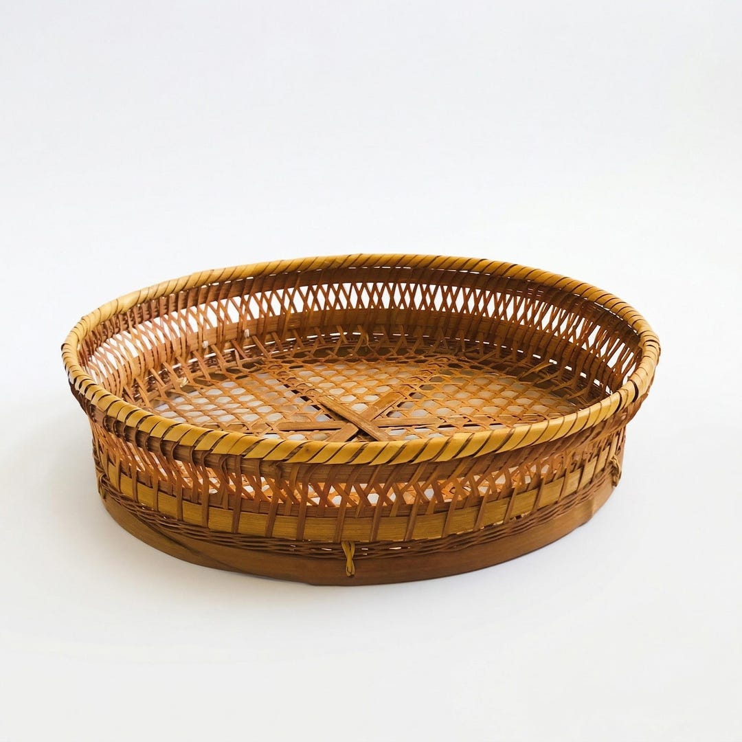 Large Circular Wicker Tray - Etsy