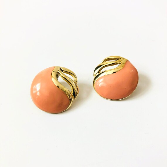 Vintage Pink Enamel Earrings - image 1