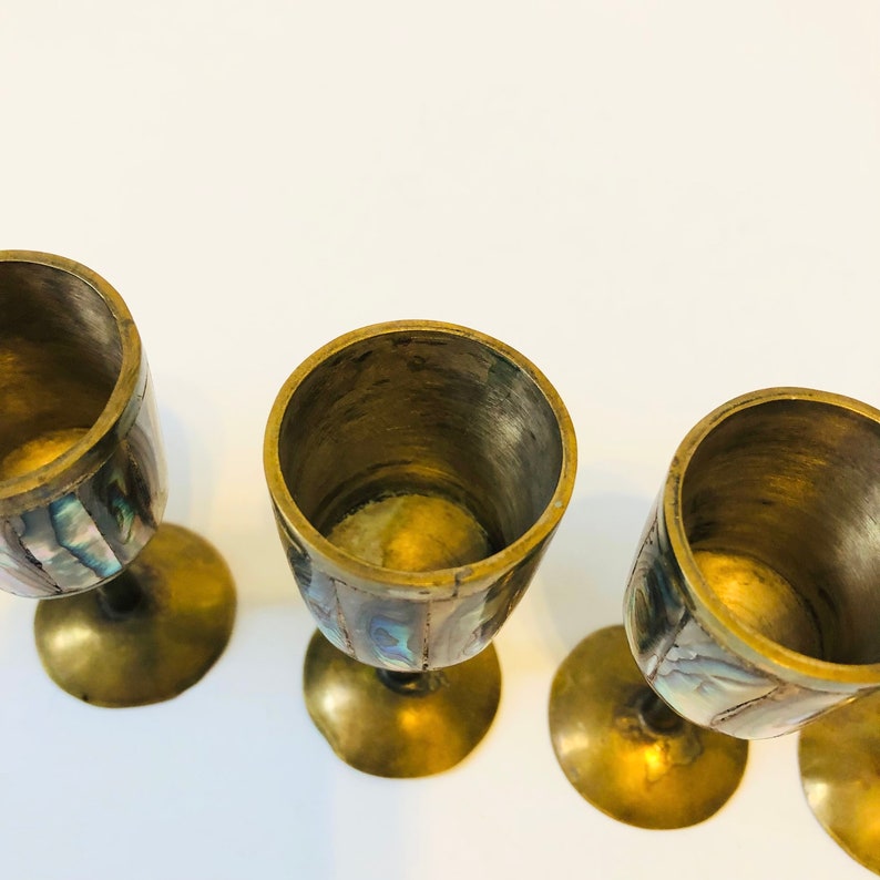 Brass and Mother of Pearl Cordials Set of 6 image 6