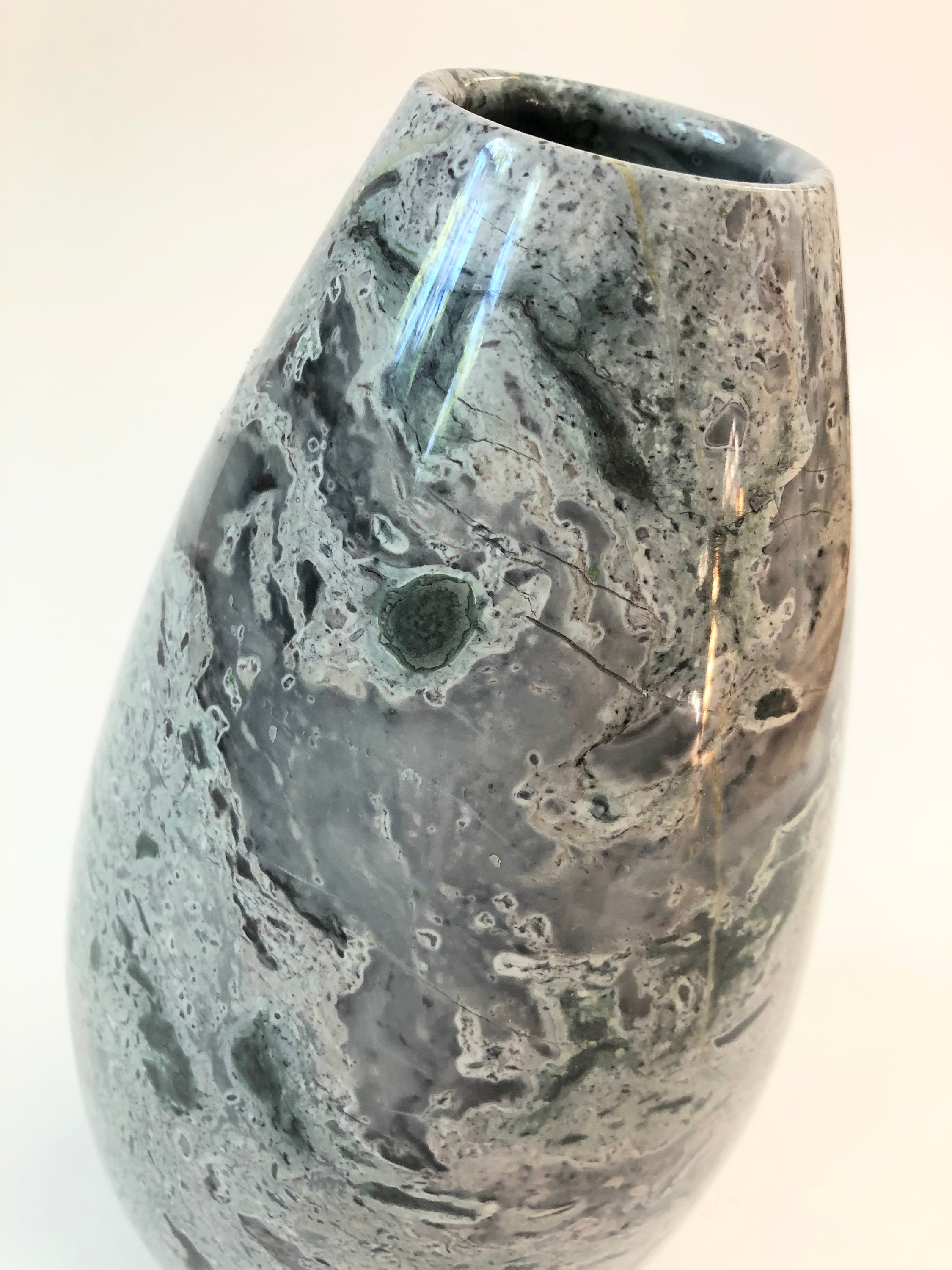 Large Vintage Gray Stone Vase Etsy