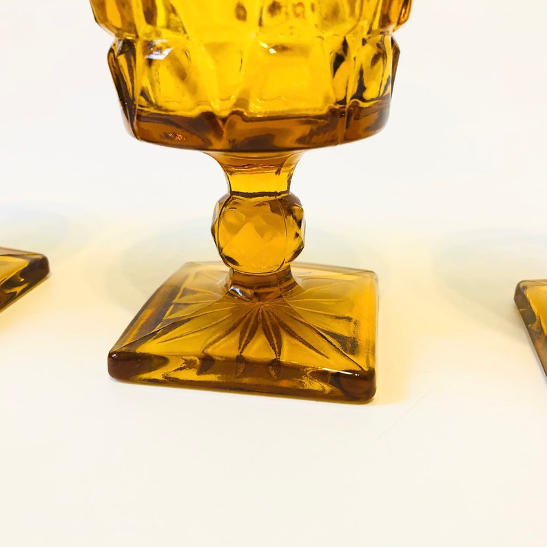 Amber Wine Goblets by Indiana Glass Set of 4 image 5