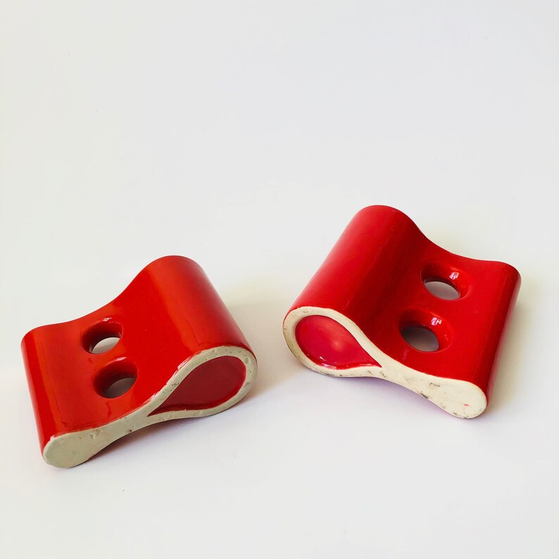 Sculptural Red Ceramic Vases Set of 2 image 9