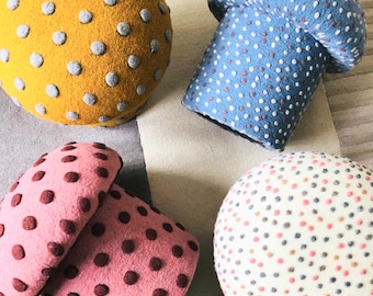 Dotted Wool Fabric Samples for Mushroom Ottomans