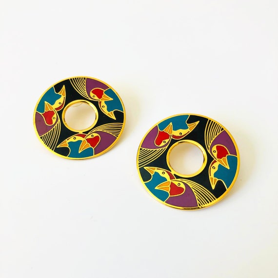 Laurel Burch Earrings - Birds of Santorini - image 1