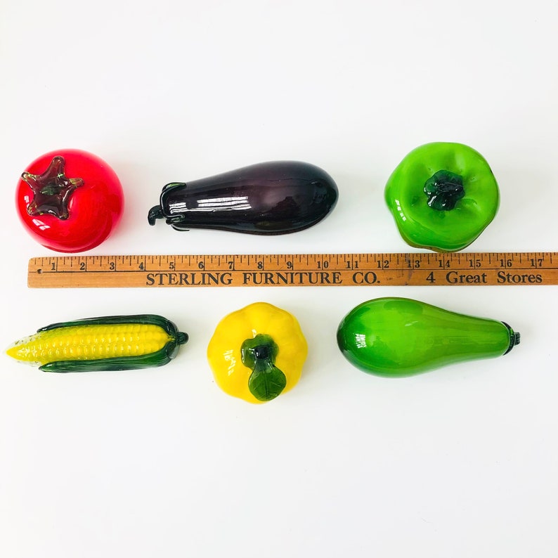 Vintage Art Glass Vegetables Set of 6 image 10