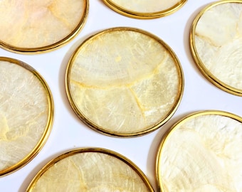 Vintage Capiz Shell Coasters - Set of 8