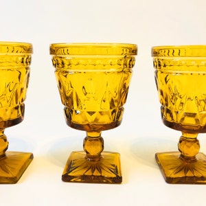 Amber Wine Goblets by Indiana Glass Set of 4 image 4